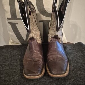 Laredo Mens Collared Sz 10.5D Square Toe Cowboy Boots - Brown 7886